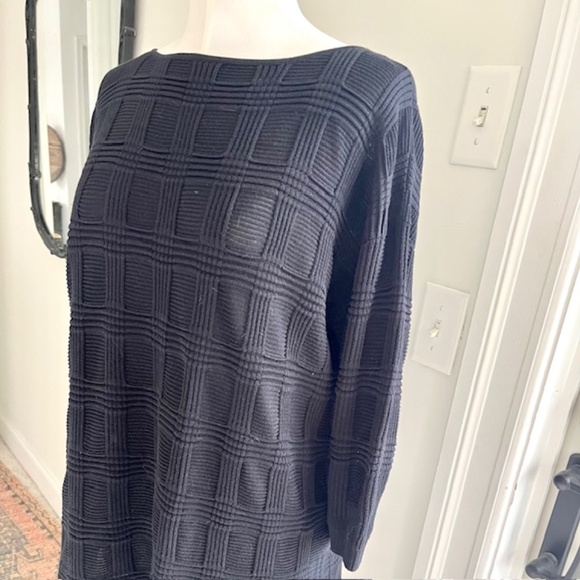 Pendleton Womens Black Cotton Blend Boat Neck  3/4 Sleeves Pullover Sweater - Picture 2 of 8